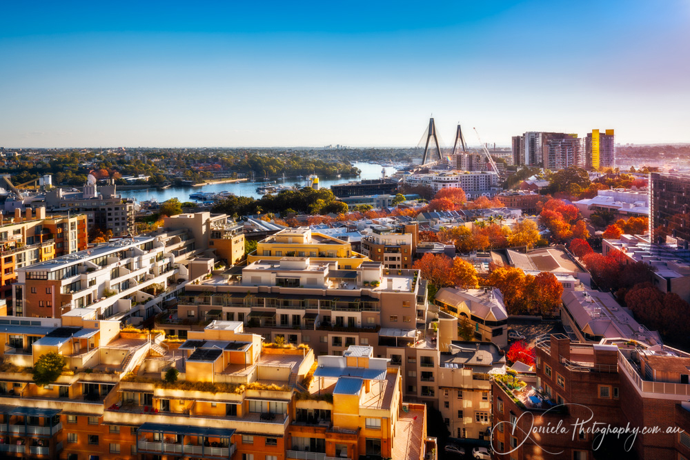 Darling Harbour -Aerial View over residential area in Sydney
